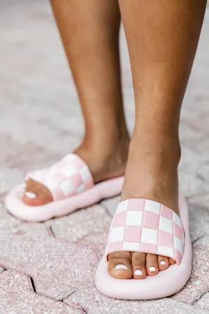 Alma Pink Jelly Checkered Slides FINAL SALE