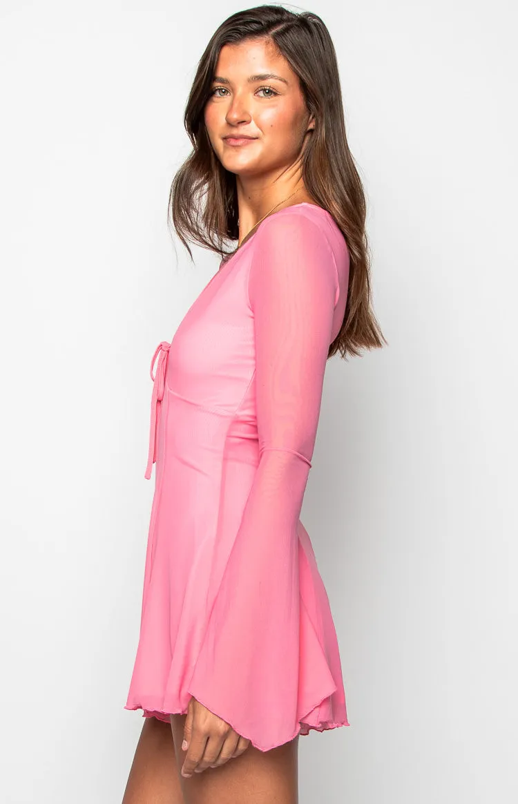 Ambrose Pink Long Sleeve Playsuit