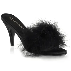 AMOUR-03 Black Marabou Furry Sandas