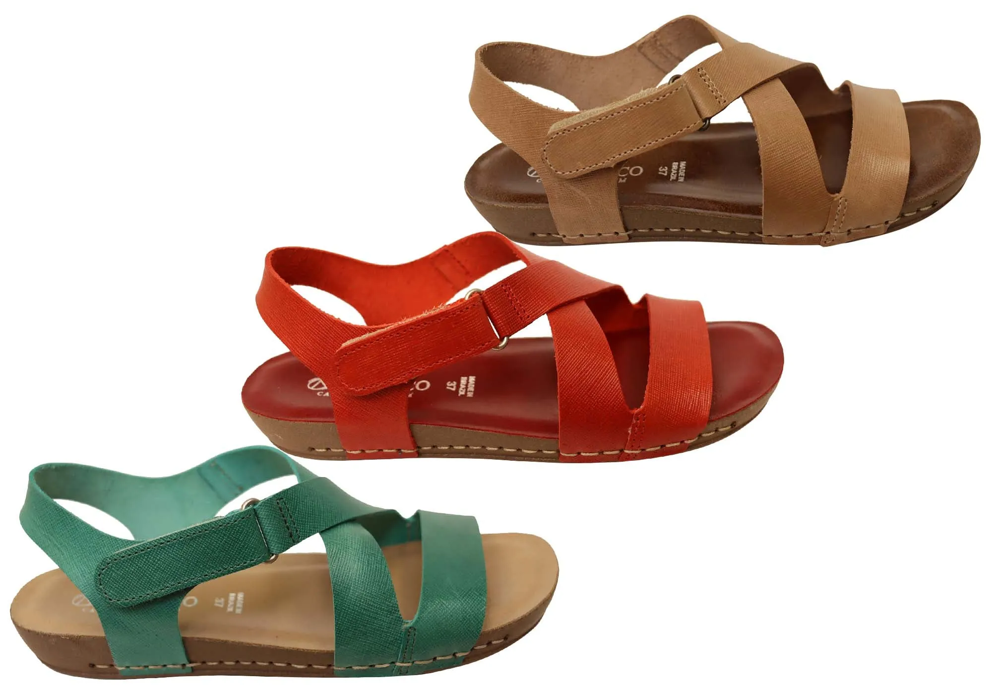 Andacco Vache Womens Comfortable Leather Sandals Made In Brazil