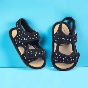 Baby Moo Triangle Comfortable Anti-Skid Velcro Floater Sandals - Black