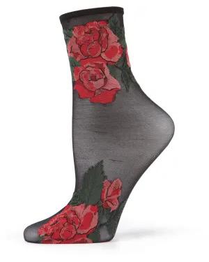 Beauty Rose Garden Sheer See-Through Ankle Socks