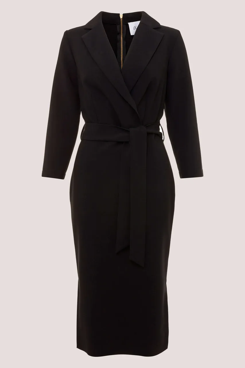 BLACK 3/4 SLEEVE PENCIL DRESS