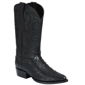 Black Ostrich Print Cowboy Boots