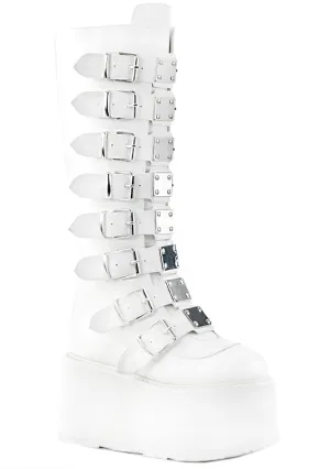 DAMNED 318 51/50 White Platform Boots