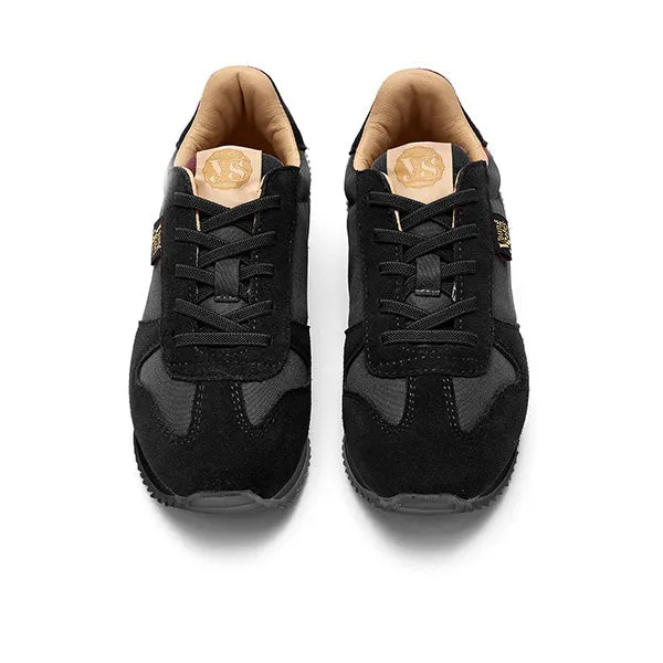 Keegan Kids Sneaker Black Textile and Suede