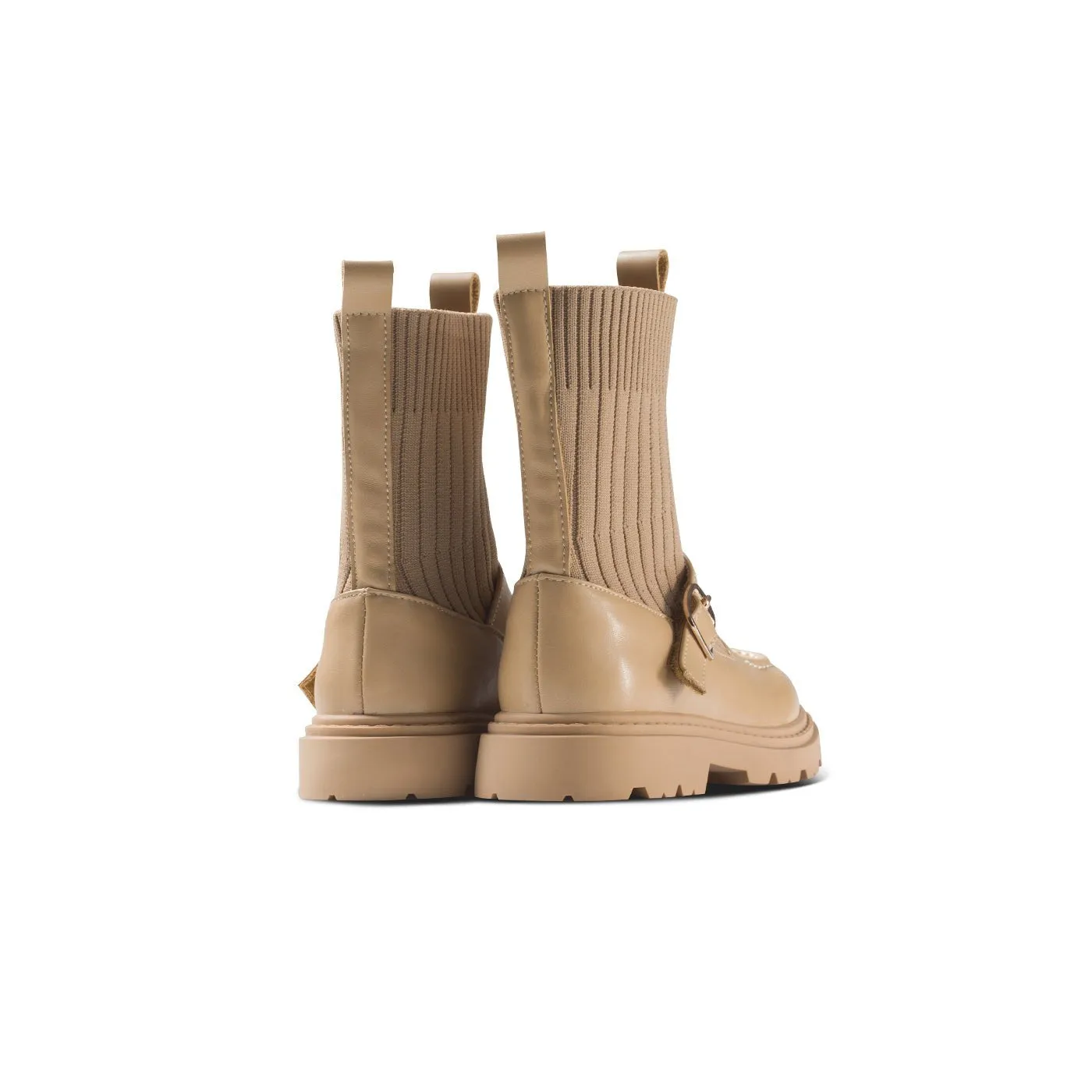 Knit Paneled Anti-slip Girl Camel Sock Boots