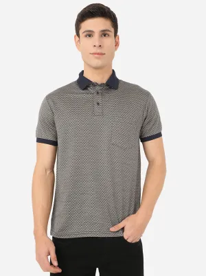 Patriot Blue Printed Slim Fit Polo T-Shirt | JadeBlue