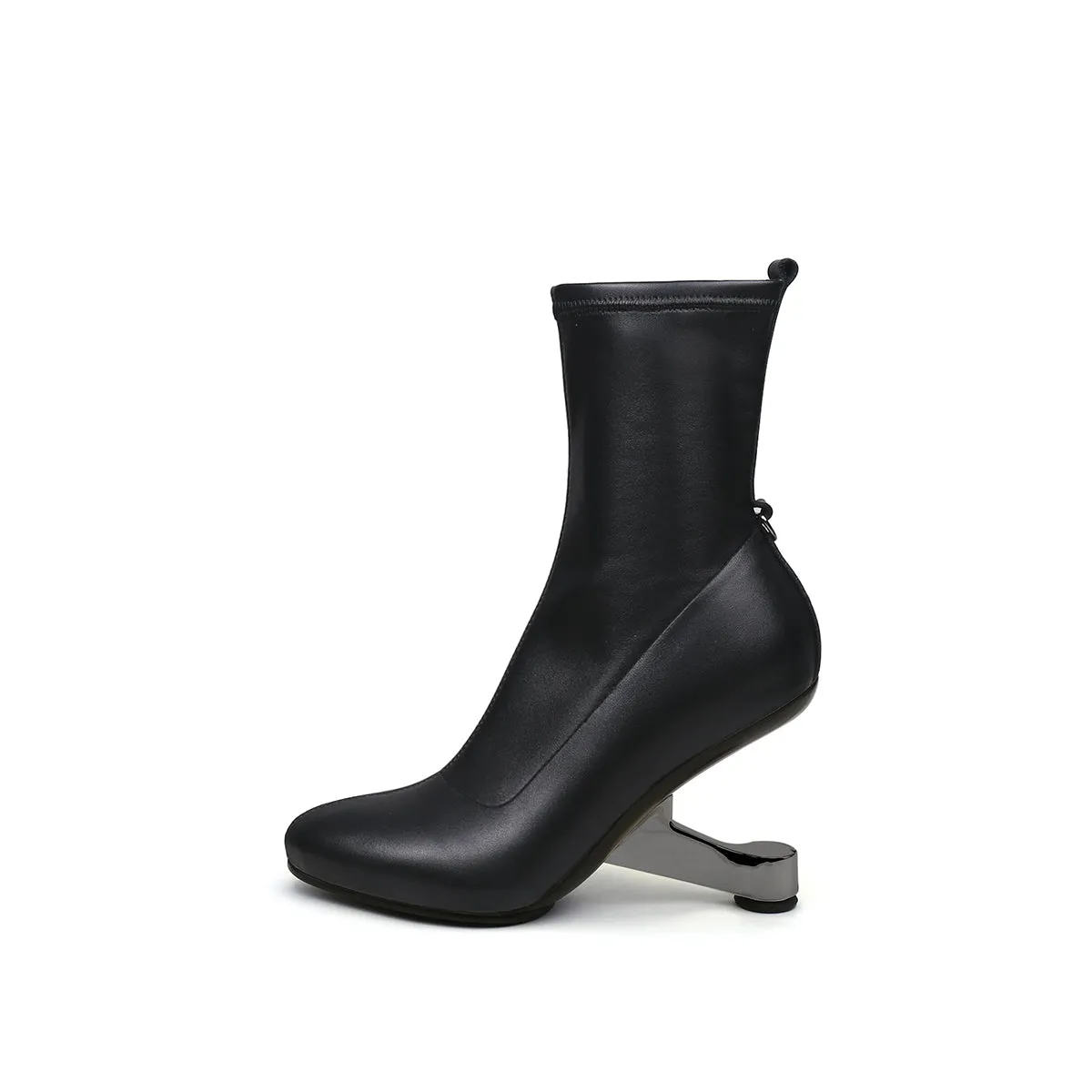 Round Toe Classic Black Leather Boots