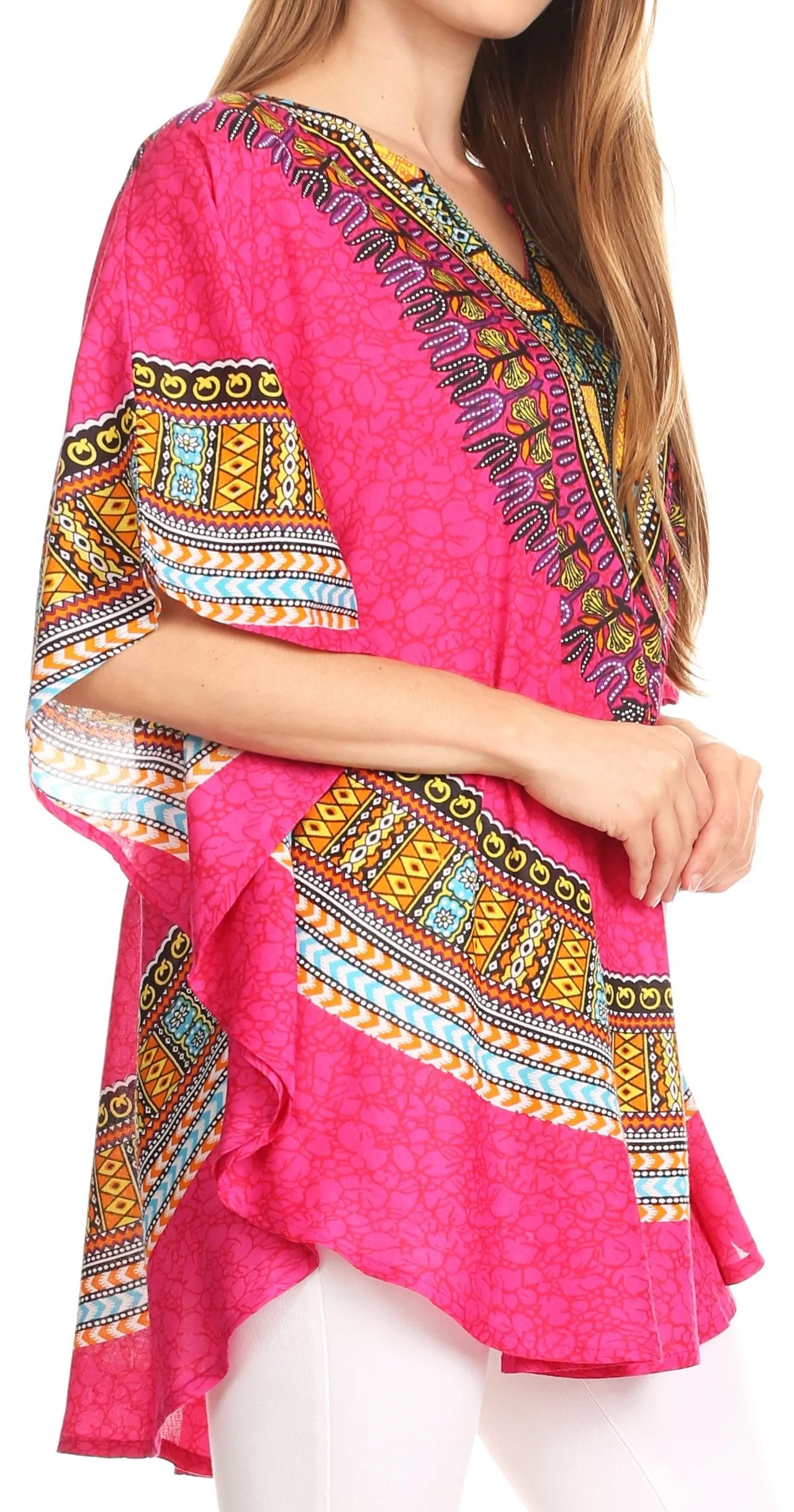 Sakkas Alba Tribal Circle Cover-up Tunic Vibrant Colors Relaxed