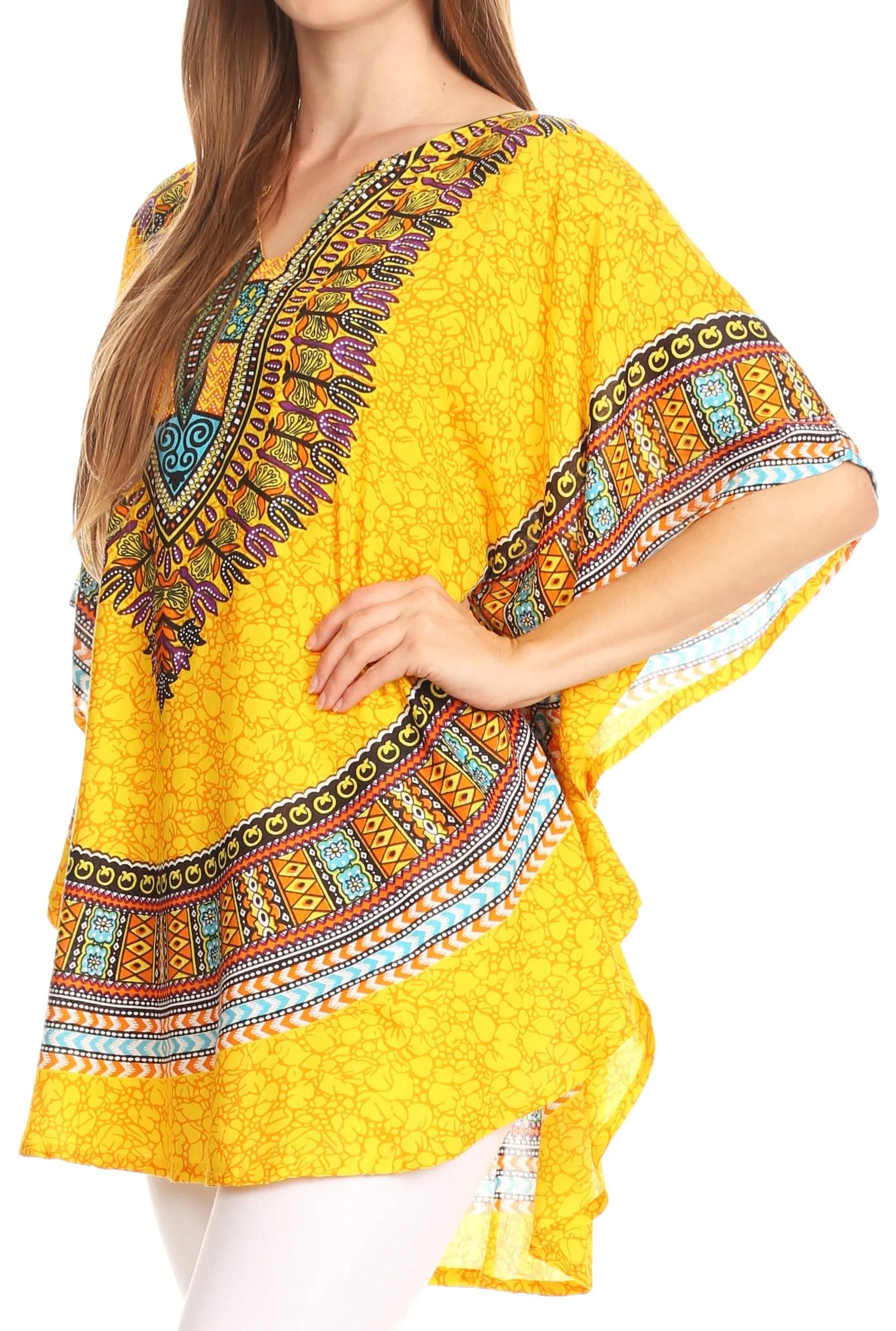 Sakkas Alba Tribal Circle Cover-up Tunic Vibrant Colors Relaxed