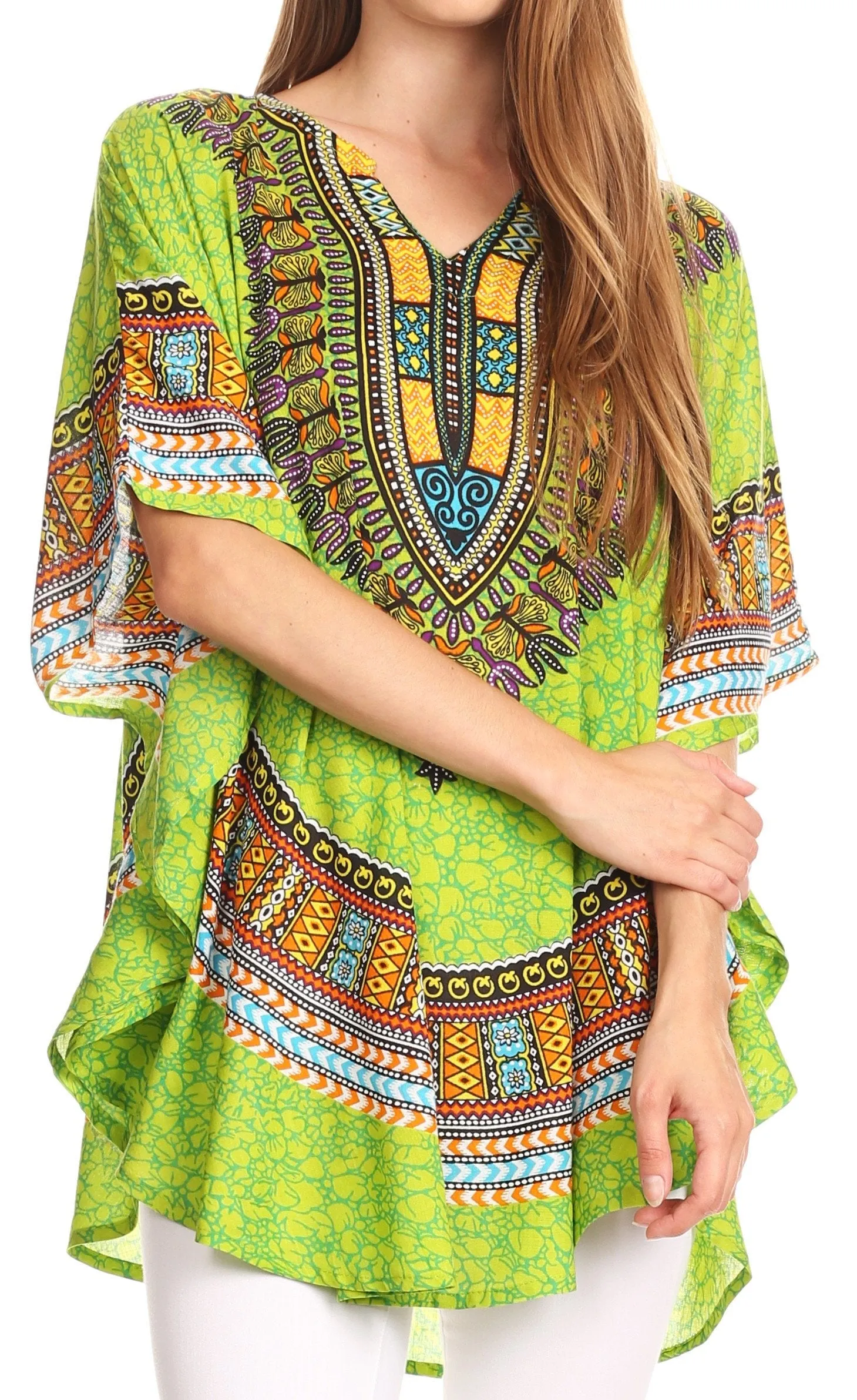 Sakkas Alba Tribal Circle Cover-up Tunic Vibrant Colors Relaxed