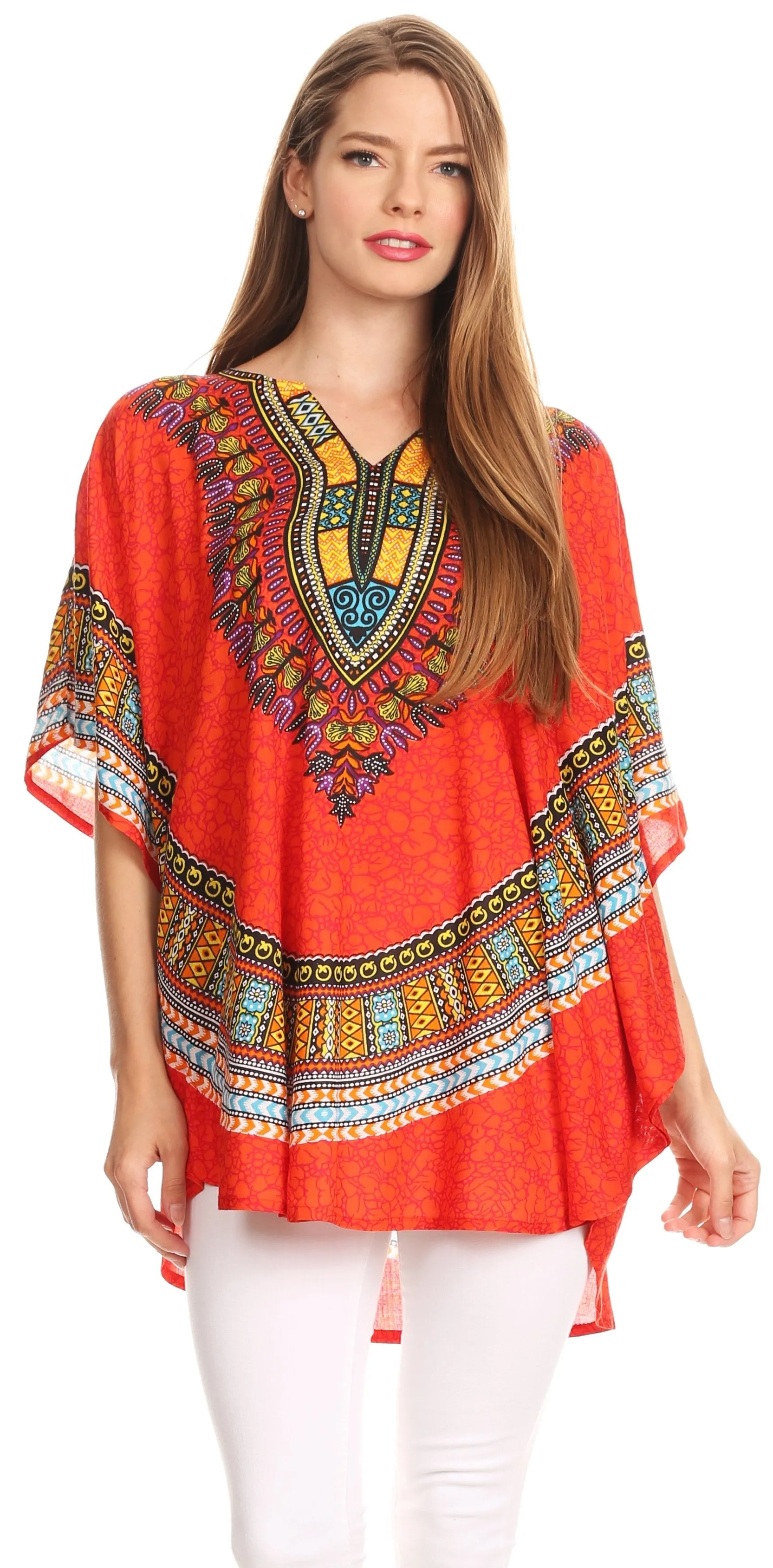 Sakkas Alba Tribal Circle Cover-up Tunic Vibrant Colors Relaxed