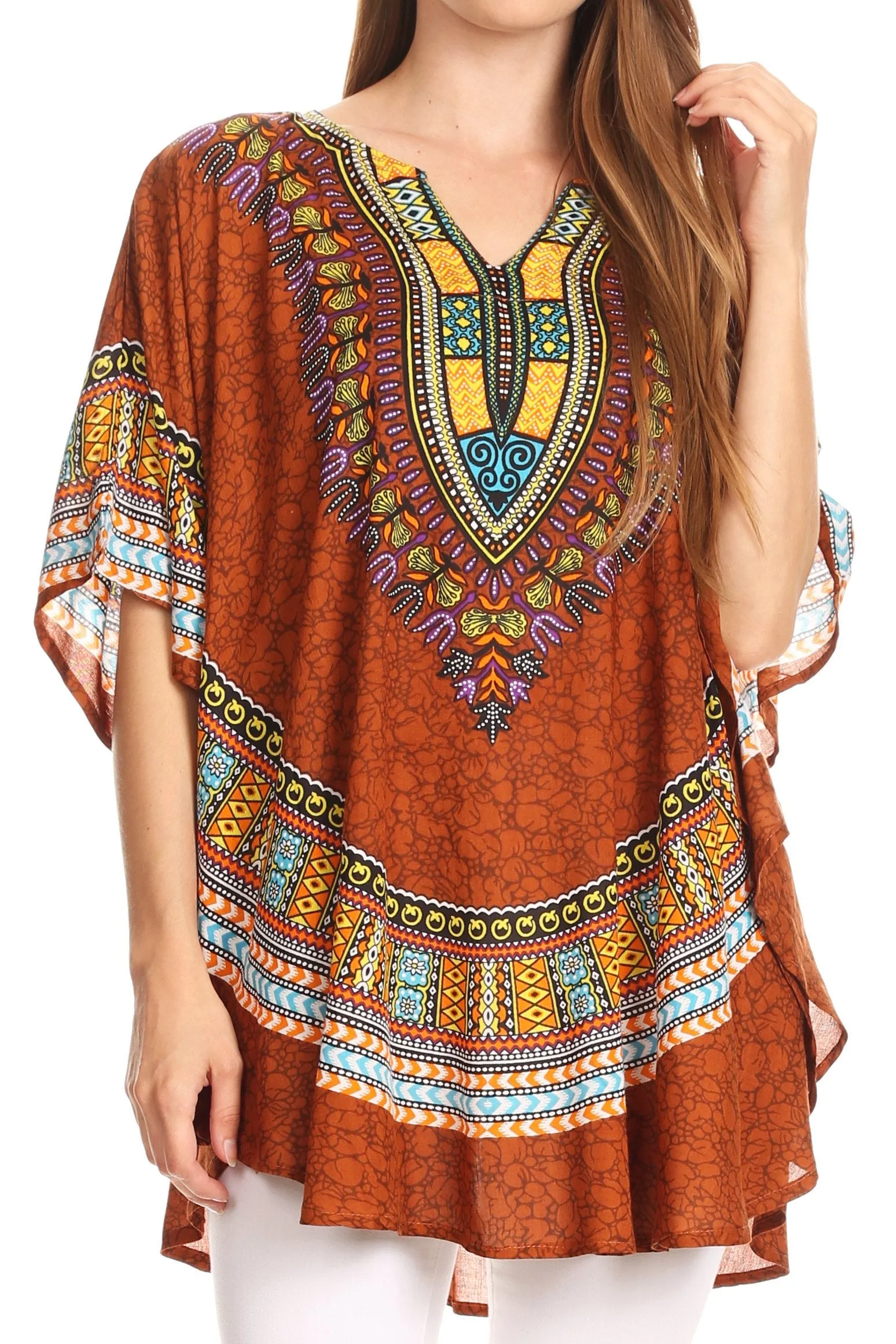 Sakkas Alba Tribal Circle Cover-up Tunic Vibrant Colors Relaxed