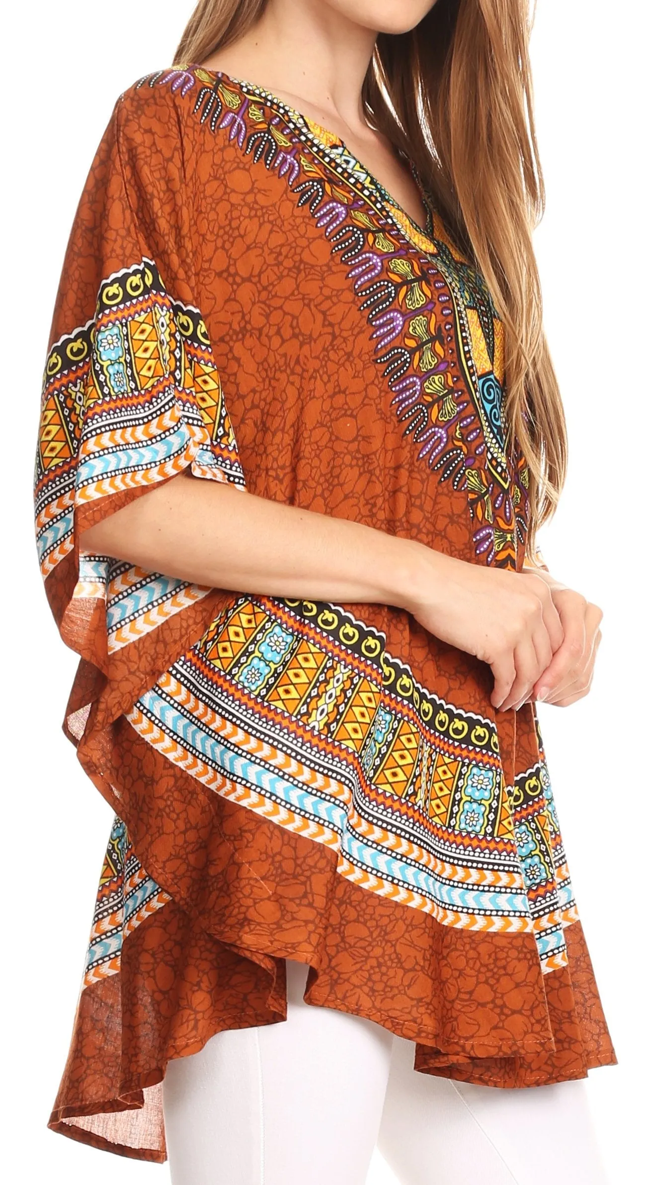 Sakkas Alba Tribal Circle Cover-up Tunic Vibrant Colors Relaxed