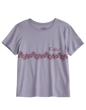 Tin Haul Womens Floral Border Grey Cotton Blend S/S T-Shirt